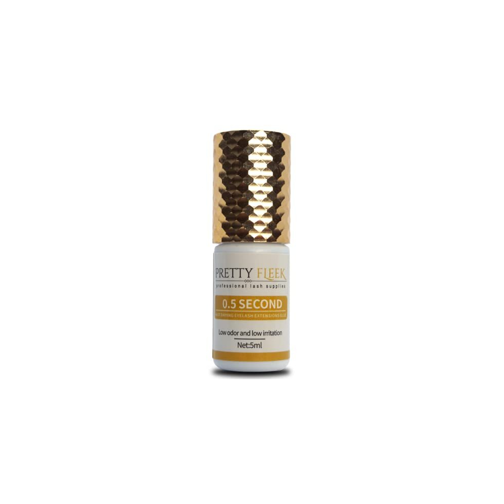 Pretty Fleek | Professional Lash Adhesive | Ultra Strong Eyelash Extension Glue 0.5S | Fast Drying | Retention 30-45 Days | Low/Mild Smell & Irritant | 5Ml |