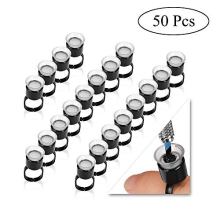 50 Pieces Tattoo Ink Ring Cups Tattoo Ink Ring Cups Plastic Disposable Pigment Rings Cups With Sponge For Microblading Individually Packed