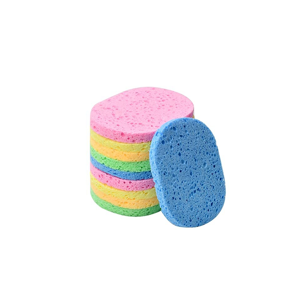 Catime 10 Pcs Cleansing Sponges For Face, Natural Cellulose Facial Sponges Exfoliating Large, Reusable Makeup Remover Sponge Pads, Face Wash Sponges For