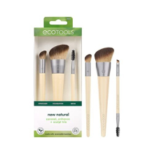 New Natural Conceal, Enhance, & Sculpt Trio, Makeup Brushes For Foundation, Concealer, & Brows, Dense, Synthetic Bristles For Sculpting Face, Vegan &