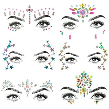 6 Pcs Gemstone Face Sticker Gem Glitter jewel for Music Festival Holiday Party, Rhinestone Face decal Temporary Tattoo for Halloween Christmas