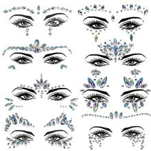 8Pcs Face Gems Glitter Stickers Gemstone for Festivals Party,Rhinestone Stick on Top Eyes,Self Adhesive Body Jewels Tattoos,Women Tattoos Accessories