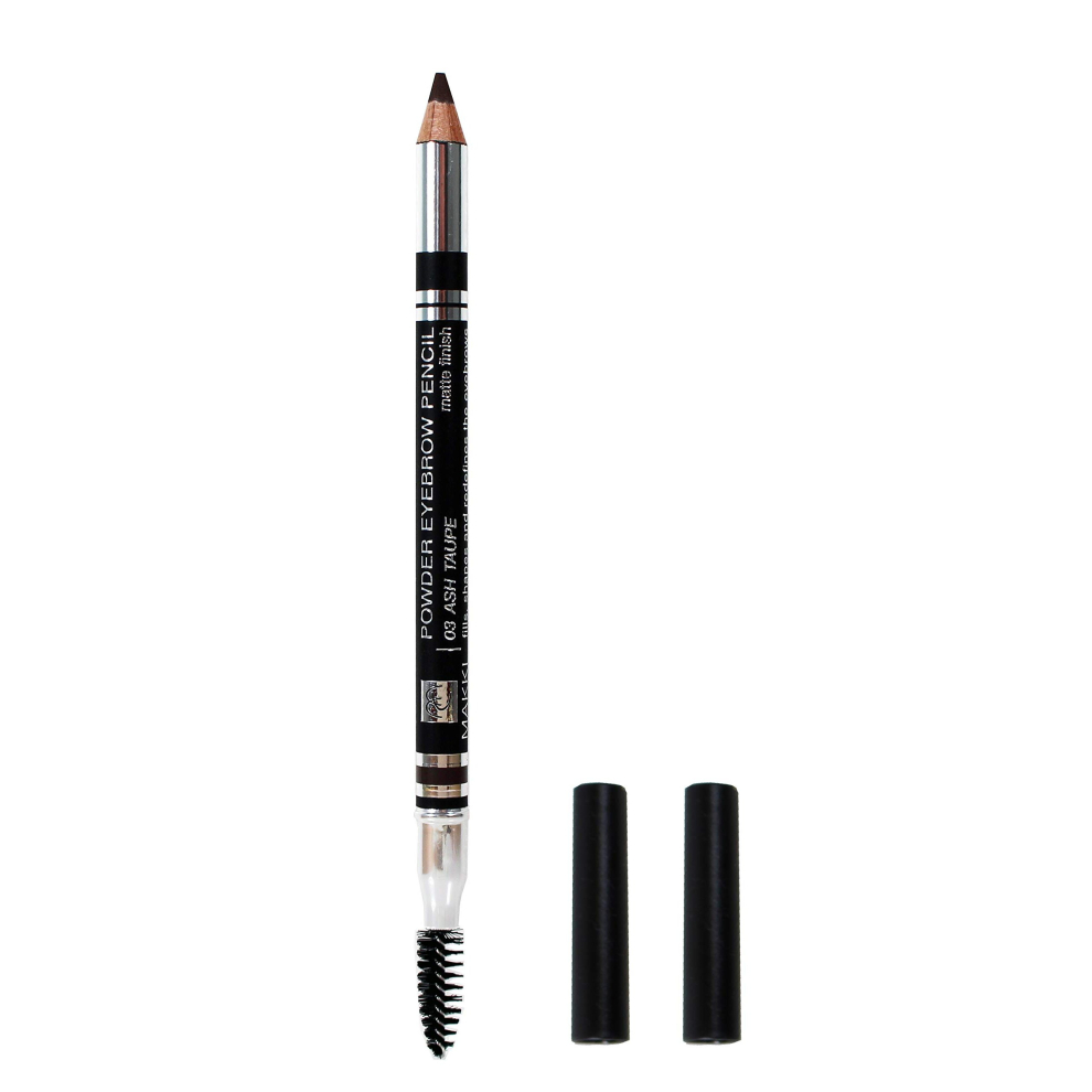 Makki Ash Taupe Powder Eyebrow Pencil Powdery Matte Finish For Professional Powder Look, Buildable Eye Brow Filler Definer Shape And Fill With Spoolie
