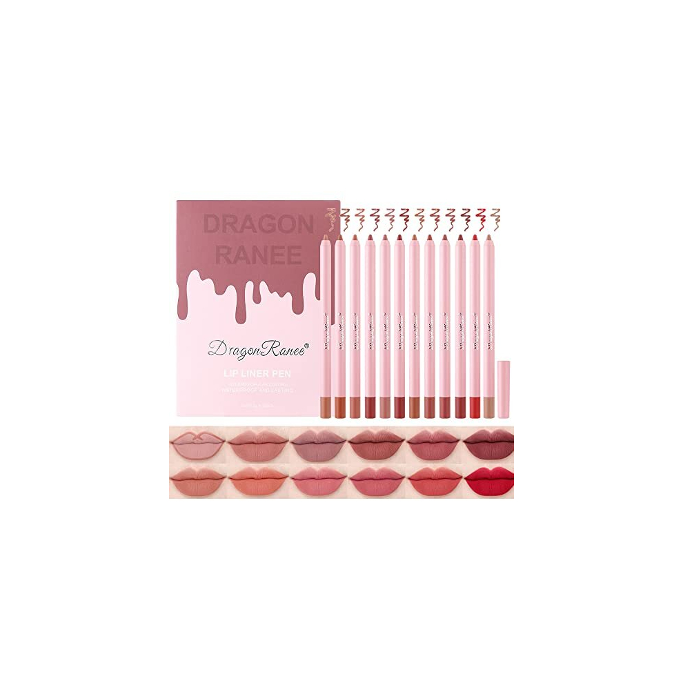 Sitovely High Pigmented Creamy Lip Liner Set, 12 Colors Matte Velvet Lip Liner Pencil, Smooth Non-Marking Lipstick Pen Longwear Moisturising Lip Makeup