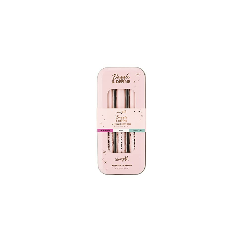 Dazzle & Define Metallic Crayons, Shade Metallic Brights | x3 Eyeshadow Pens in Orchid, Teal, White