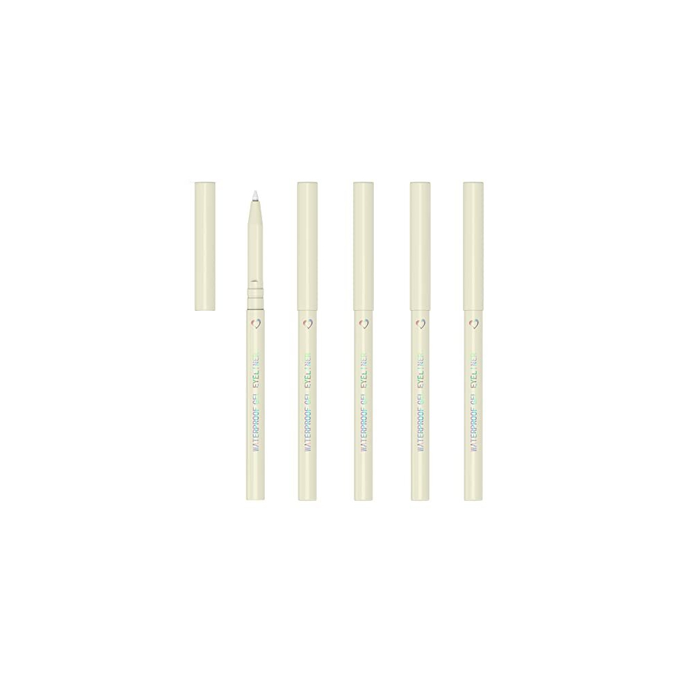 Kaiqikaixi 5 White Eyeliner Pen, Eyebrow Pen,Eye Shadow Pencil Lip Line Pen, Eyelid Pad, Pencil Makeup Set Tool