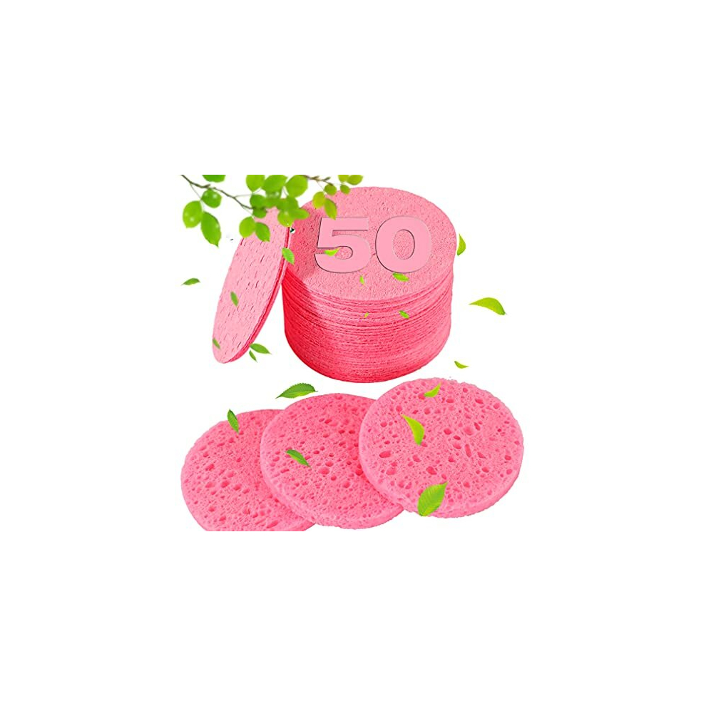 Metuuter 50-Count Compressed Facial Sponges For Estheticians- 100% Natural Cellulose Face Sponge Professional Cosmetic Spa Sponges For Face Cleansing, Massage,