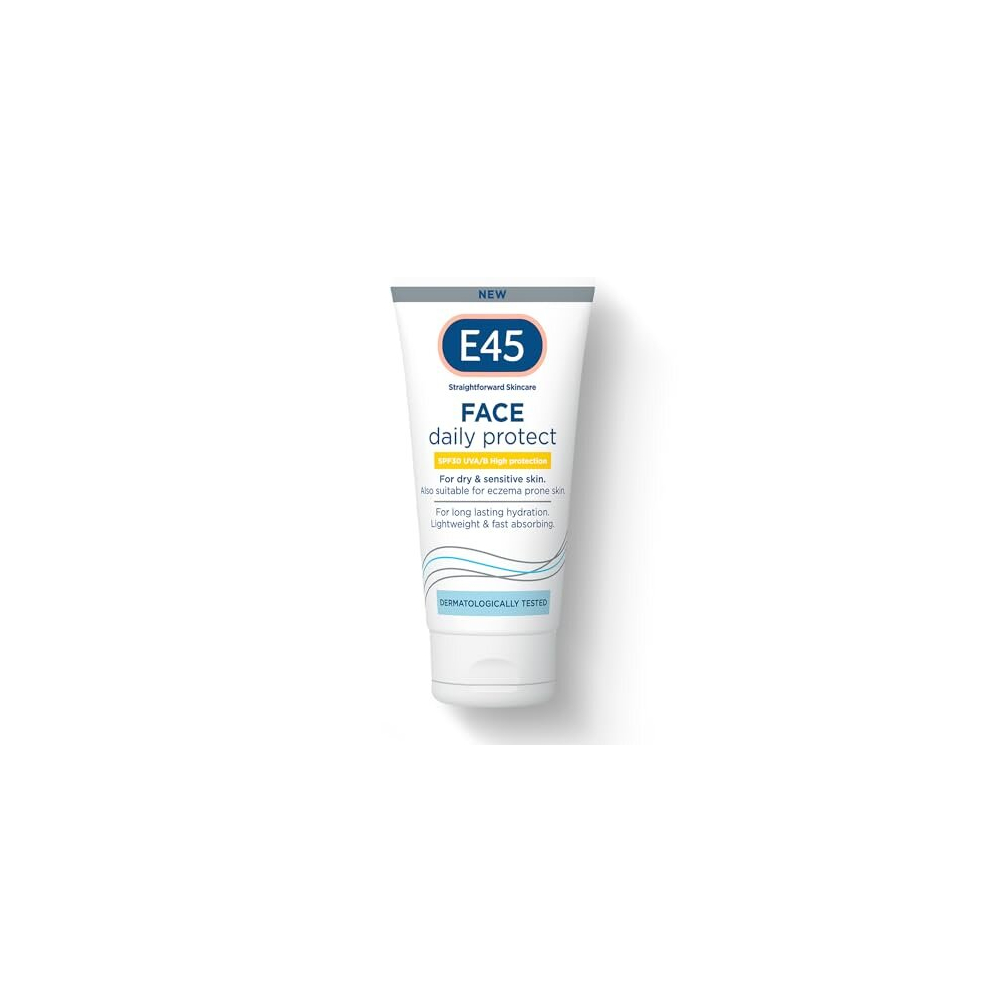 SPF Face Moisturiser - Hydrating Face SPF Moisturiser Formulated With UV Sun Filters UVA/UVB - E45 Face Cream With SPF 30 For Dry Skin, Sensitive Skin