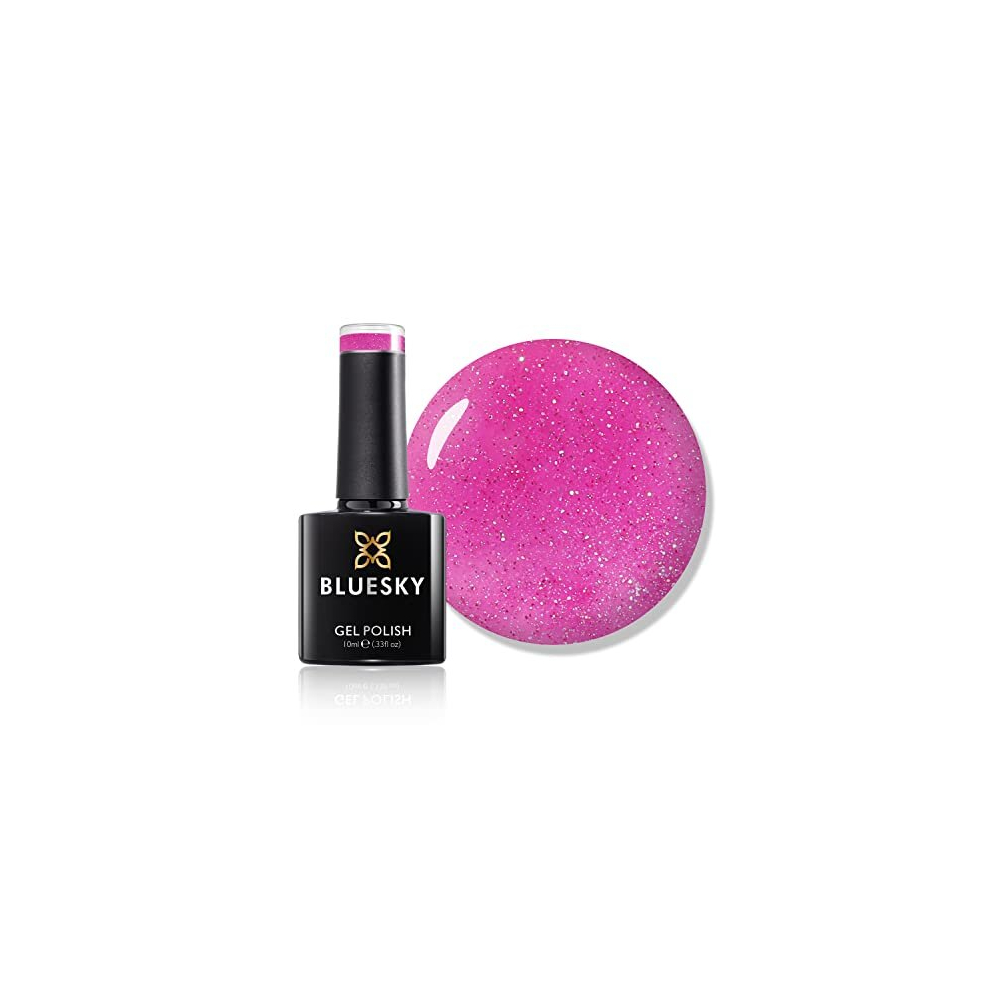 Gel Nail Polish, Hot Pink Sparkle Pch36, Candy Pink, Glitter, Shimmer,Sparkle Long Lasting, Chip Resistant, 10 ml (Requires Drying Under UV LED Lamp)