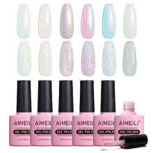 AIMEILI Esmalte de Uñas de Gel Perla Sin Hema, Set de 6pcs de 10ml - Kit 42
