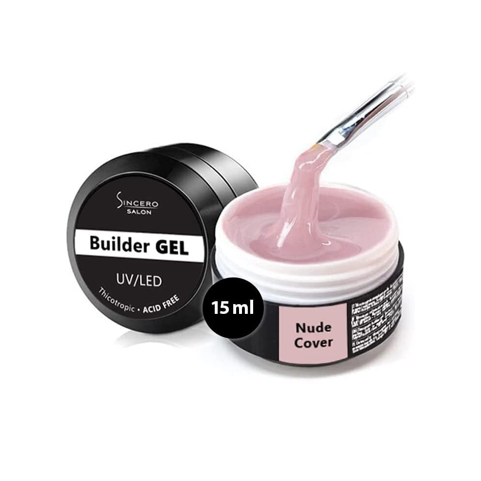 Nude Cover Solid Builder Gel for Nails - Hard Gel Builder for Extension - Nail Strengthener - LED UV Builder Gel for Nails - Nail Repair - Use with