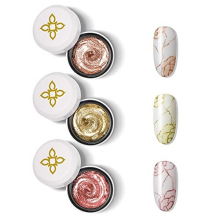 Metallic Sparkle Gel Paint Pot Set Nail Art Bronze Gold Rose Gold 3 X 5G