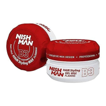 Nish Man Hair Styling Gel, Hair Wax for Men, B3 Flaming, Red, 150 ml | Edge Control | Ultra High Strong Hold | Hair Clay Aqua Wax | Wax Stick Hair |