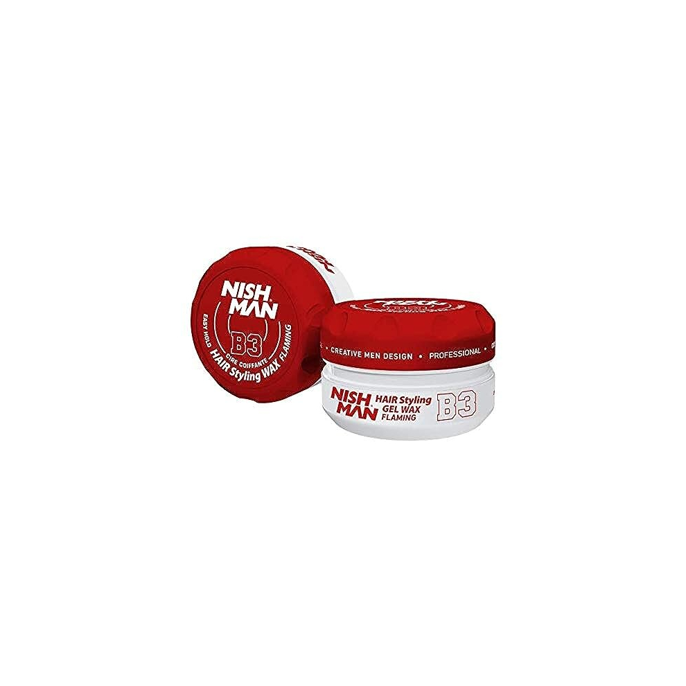Nishman Red Nish Man Hair Styling Gel, Hair Wax For Men, B3 Flaming, 150 Ml | Edge Control | Ultra High Strong Hold | Hair Clay Aqua Wax | Wax Stick Hair |