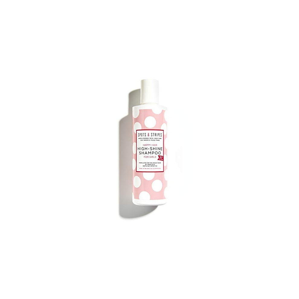 Spots & Stripes - Happy Hair High Shine Shampoo For Girls, 92% Natural Kids Shampoo, Leaves Hair Smooth, Sweet-Smelling And Shiny, Sulphate Free (250Ml)