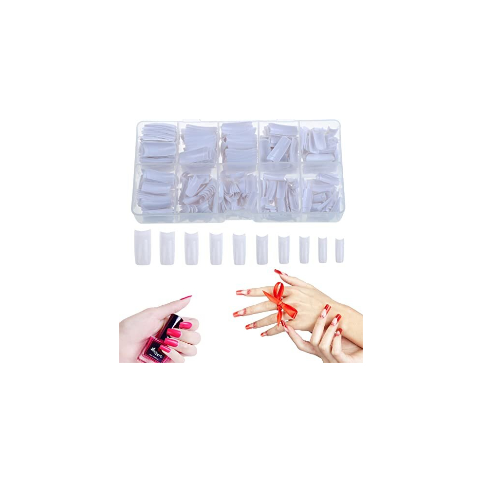 Tsunnee White 1000Pcs Nails Tips, 10 Sizes Fake Nails, Artificial False Nails, French Nail Tips For Women Girls