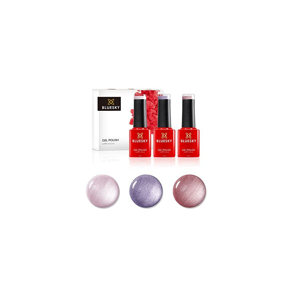 Gel Nail Polish Set, Spring 2021 Collection - Dance Your Way Trio Set 1 - Pearls, 3 x 5 ml Gel Nail Polishes, Pink, Purple, Shimmer (Requires Curing