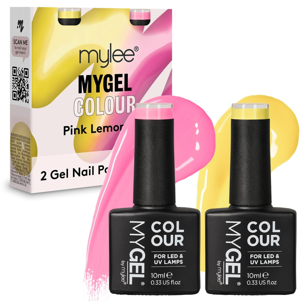 Gel Nail Polish Duo Colour Set 2x10ml [Pink Lemonade] UV/LED Soak-Off Nail Art Manicure Pedicure for Professional, Salon & Home Use - Long Lasting &