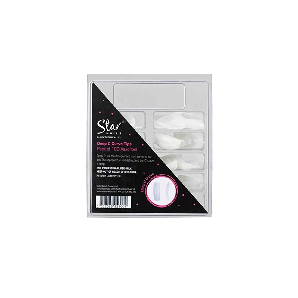 Star Nails Deep C Curve Tips 100 Assorted - Pack Of 100