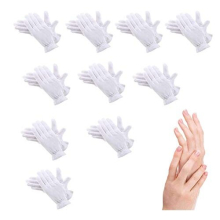 100% Cotton Gloves for Eczema,10 Pairs White Cotton Moisturizing Gloves Over Night Bedtime | Cosmetic Inspection Premium Cloth Quality | Dry Sensitive