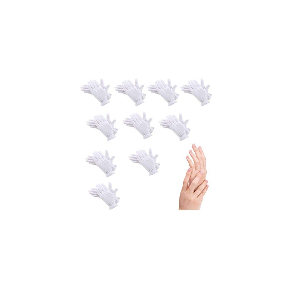 Carekeep 100% Cotton Gloves For Eczema,10 Pairs White Cotton Moisturizing Gloves Over Night Bedtime | Cosmetic Inspection Premium Cloth Quality | Dry Sensitive