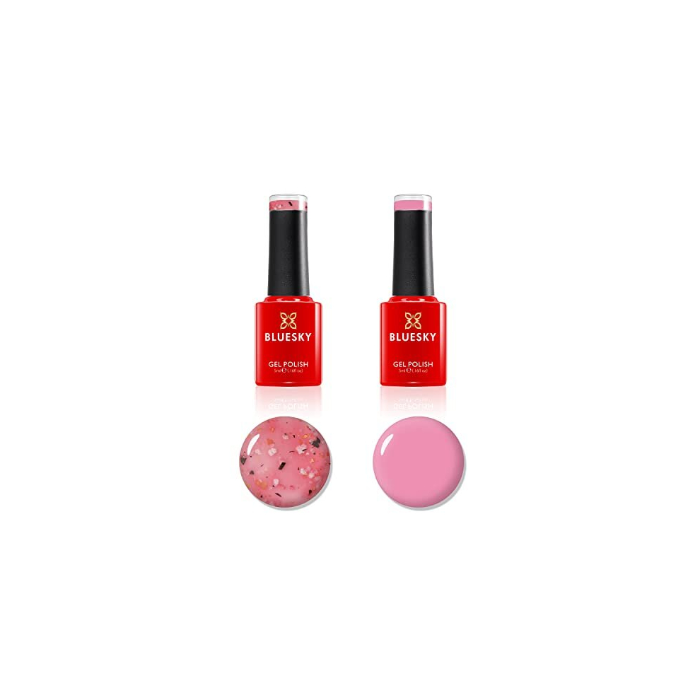 Gel Nail Polish Set, Flower Gel Duo, Pretty Peony BFL06 and Posy. 2 x 5ml Gel Nail Polishes. Pink, Jelly, Nail Art (Requires Drying Under UV or LED