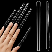 Extra Super Extreme Long Straight Tapered Square Nail Tips, 5XL XXXXXL Clear Full Cover French Tips False Fake Nail Extension, Coffin Nails for
