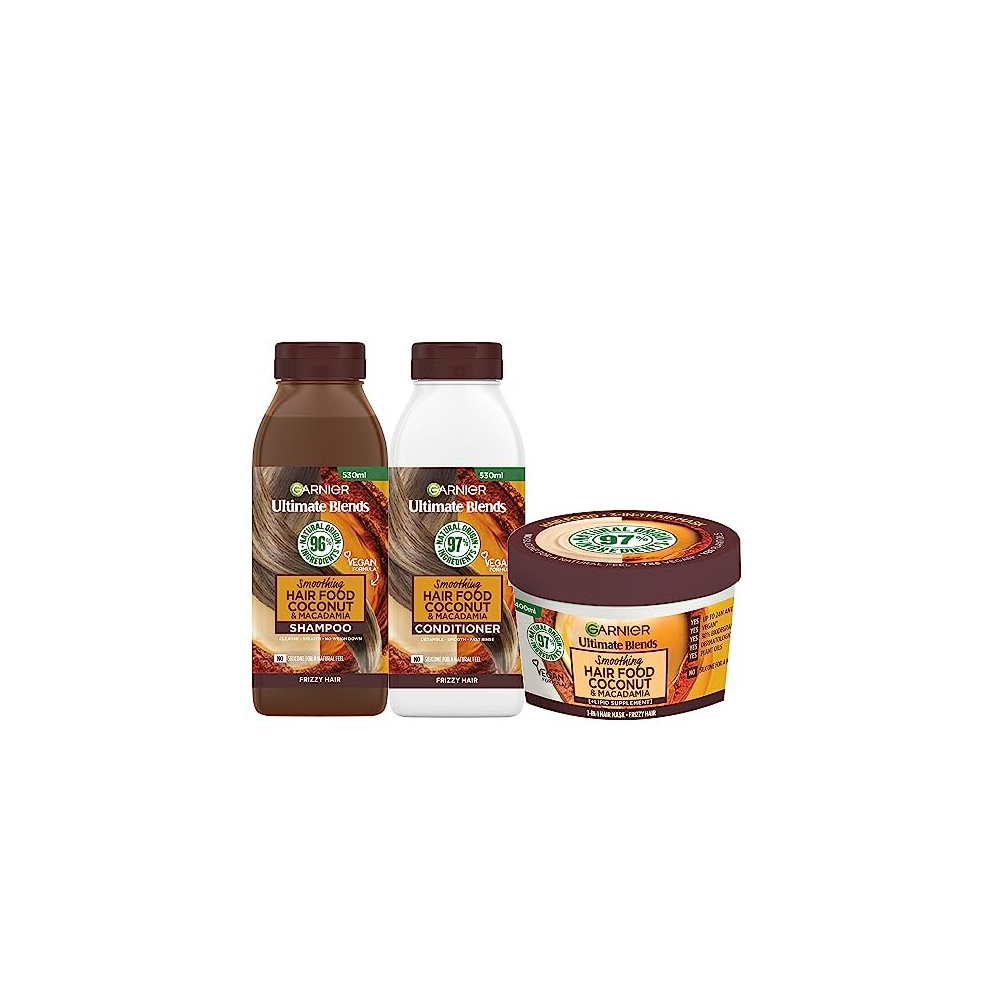 Nourishing and Smoothing Coconut Hair Food Shampoo, Conditioner and Mask Set, For Dry and Frizzy Hair