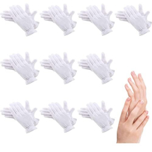 10Pairs Moisturizing Gloves Over Night Bedtime White Cotton | Cosmetic Inspection Premium Cloth Quality | Eczema Dry Sensitive Irritated Skin Spa