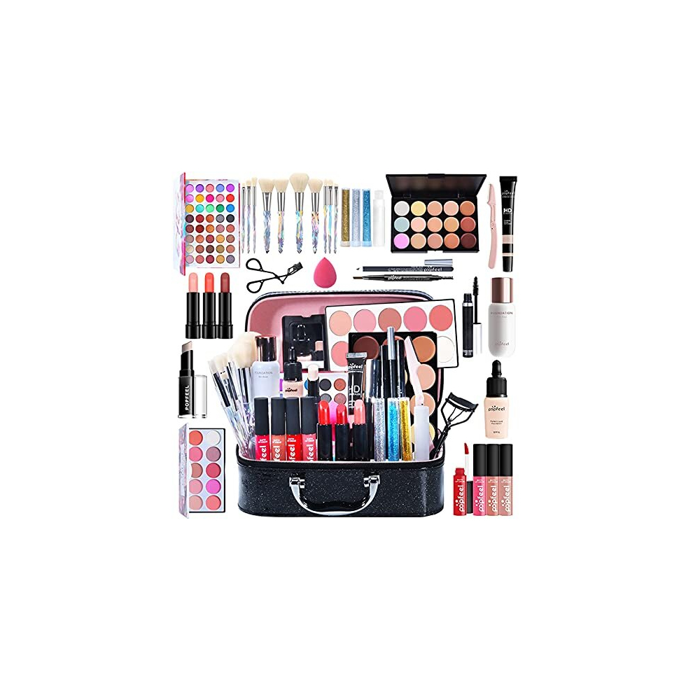 All-in-one Makeup Set Gift Surprise | Full Makeup Kit for Women Multipurpose Essential Starter Bundle Include Eyeshadow Palette Lipstick Blush