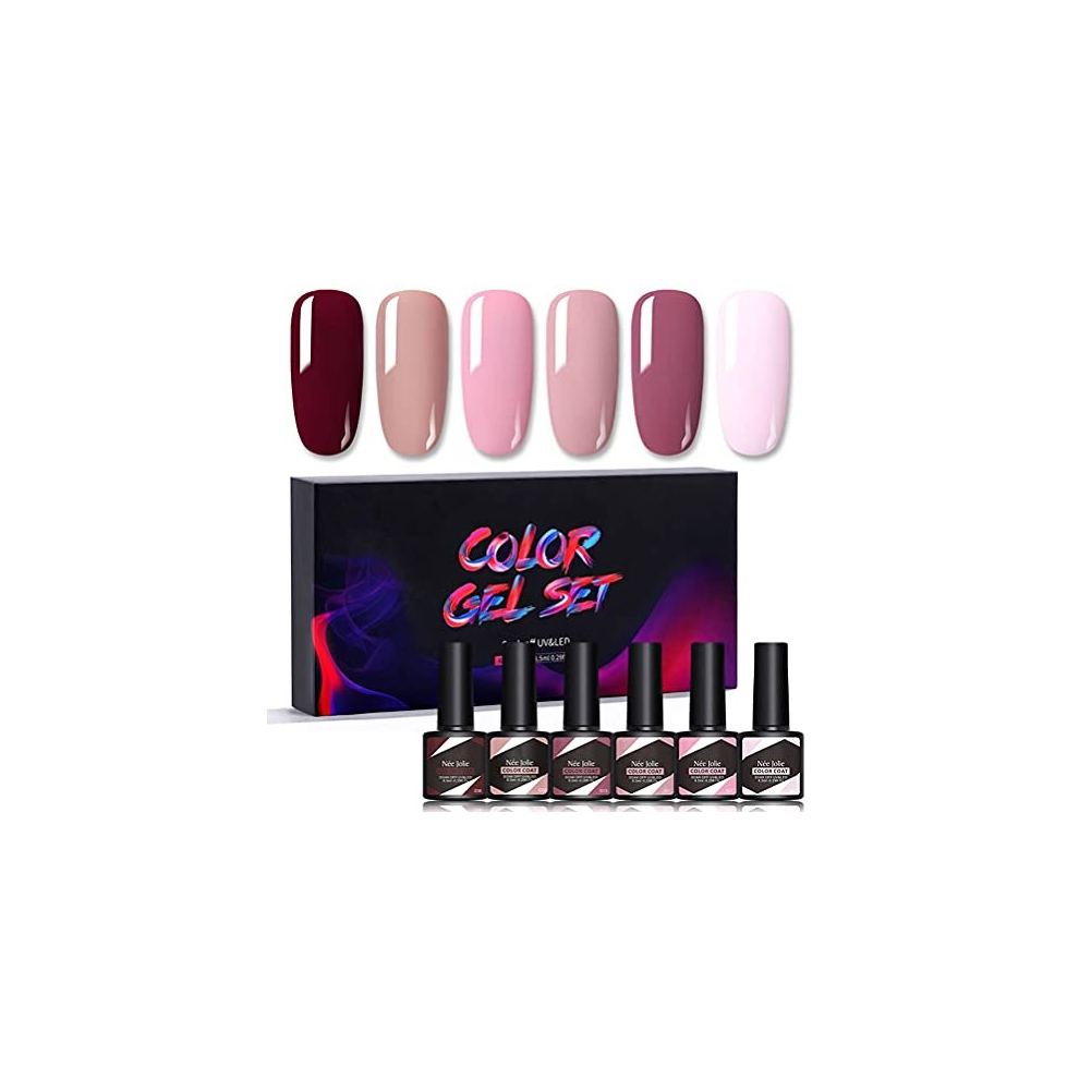 Rvtkak 6 Pcs Semi Permanent Nail Polish Uv Led Soaked Gel Nail Polish Set 6 Colors 8.5Ml Nail Polish Diy Nail Art