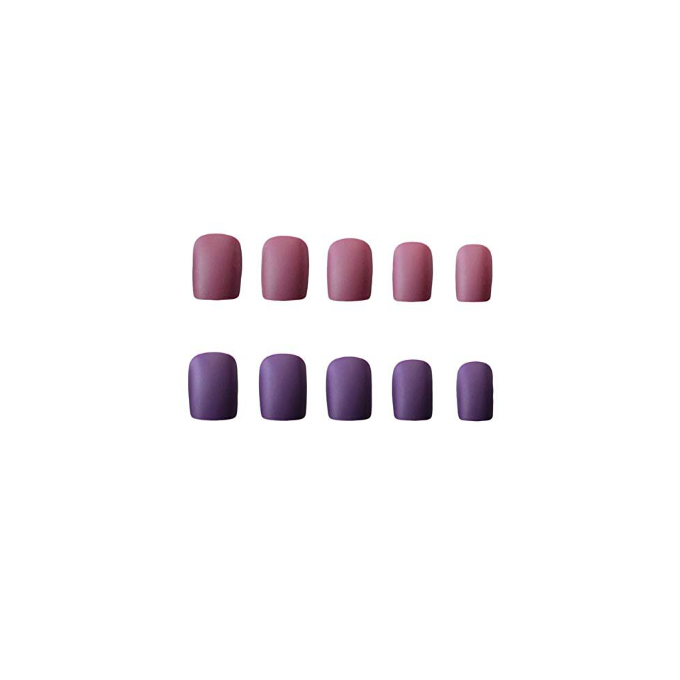 24pcs/set Press On Nails Short Matte False Nail Tips Full Cover Square Round Head Fake Nails For Women French Press On Nails Salon Home