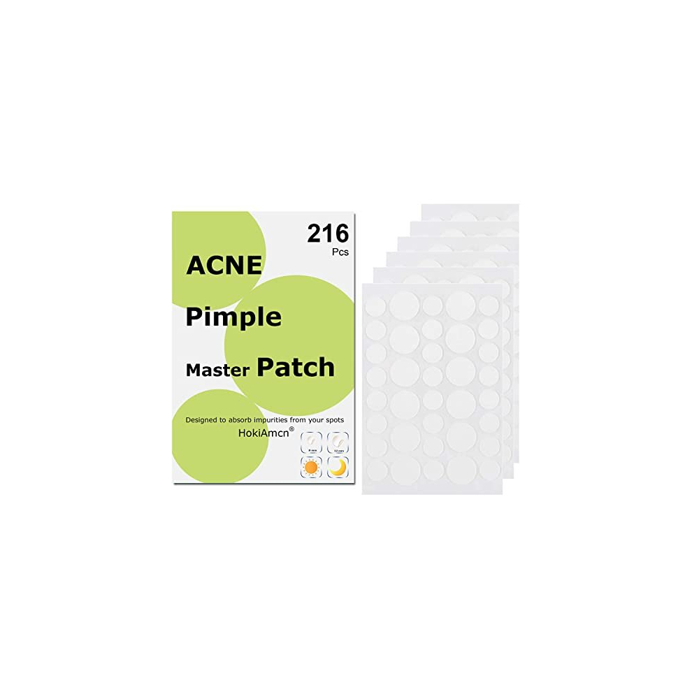 Hokiamcn Acne Pimple Patches 216Pcs Hydrocolloid Patches 1.5% Salicylic Acid And Niacinamide, Blemish Spot, Invisible Spot Patches, 2 Sizes 8Mm, 12Mm