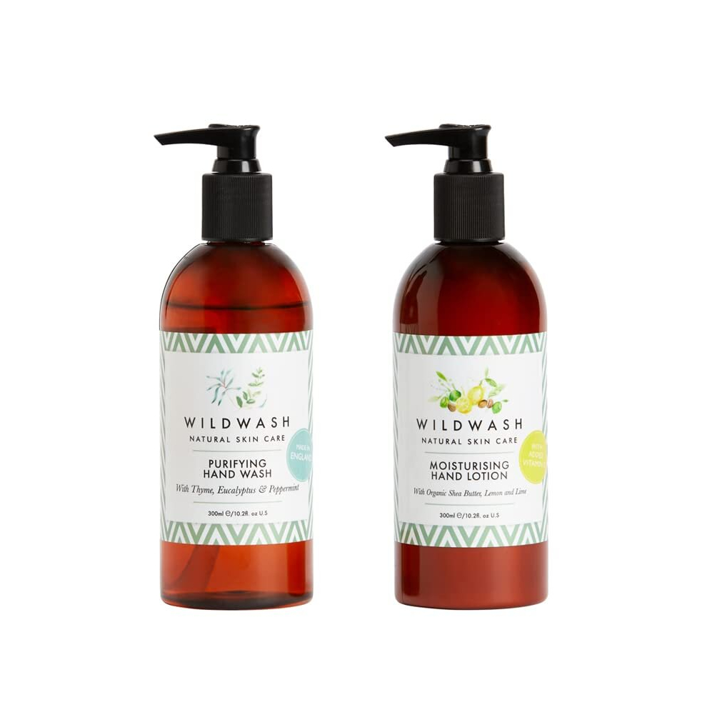 Wildwash Purifying Hand Wash 300Ml And Moisturising Hand Lotion 300Ml Set - Moisturize & Cleanse Skin With Gentle Formula Made With Natural Ingredients