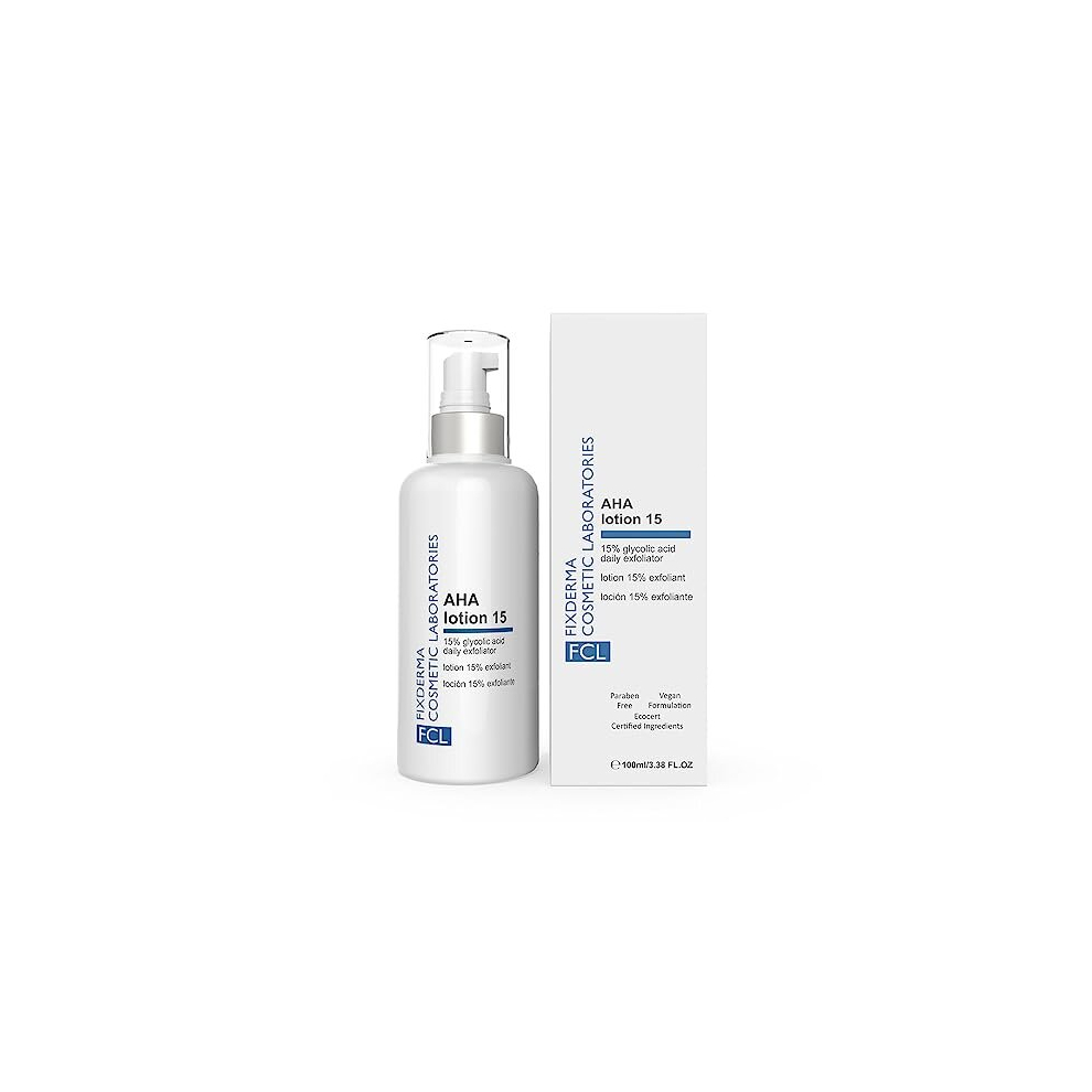 FCL 15% Glycolic Acid AHA lotion 15 for dry, itchy and rough skin | Exfoliating lotion | Removes hard & darkened skin | Hydrates skin | Younger &