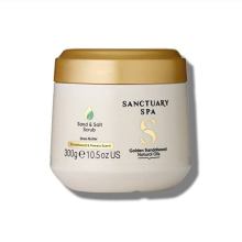 Golden Sandalwood Sand and Salt Scrub, 92% Natural Body Exfoliator, Mineral Oil Free, Cruelty Free & Vegan, 300g