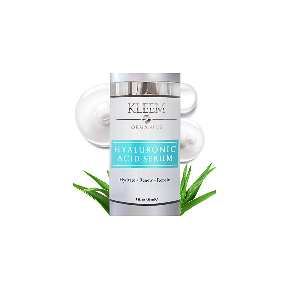 Kleem Organics Hyaluronic Acid Face Serum - 2.5% Pure Hyaluronic Serum, Anti Wrinkle + Anti Aging Hyaluronic Acid Serum For Face With Vitamin C & E, Aloe - Antiaging