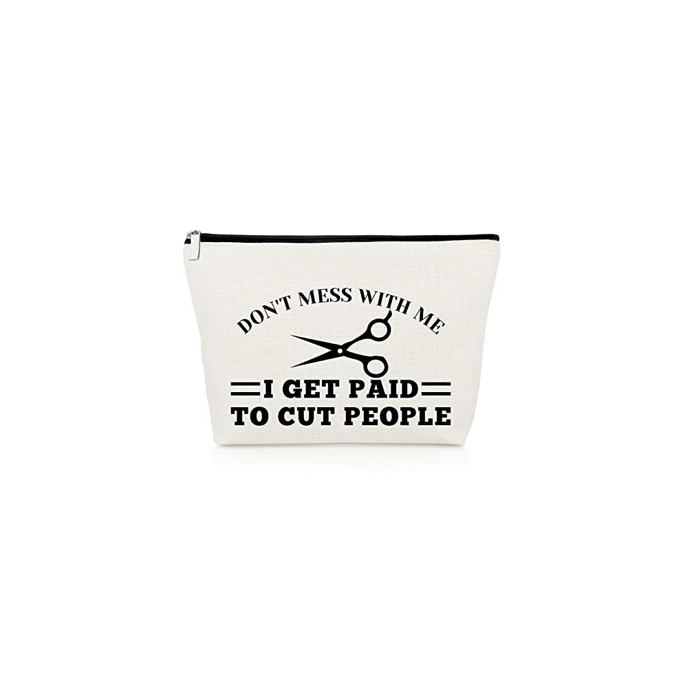 Gevody Hair Stylist Gift Cosmetic Bag Hairdresser Makeup Bag Funny Hair Dresser Gift Makeup Case Cotton Zipper Pouch Travel Bag Cosmetology Graduation Gift