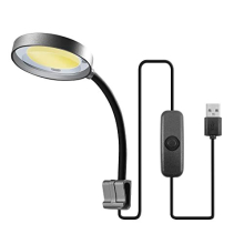 2.5W Nano Aquarium LED Clip-on Light, Blue & White Crystal USB Fish Tank Lamp with 360 Flexible Head, Wired Controller, for Freshwater, Planted &