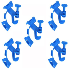 5pcs Aquarium One Way Non-return Check Valve and Hose Holder Pipe Clamp Adjustable, for Fish Tank Air Line Tube Tubing Hose (Blue)