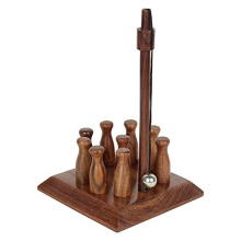 Handcrafted Table Top Mini Bowling Game Set Indoor Wooden Bar Skittles Bowling Pin for Adults and Kids - Portable Home Office Desk Toys Gift Set of 10