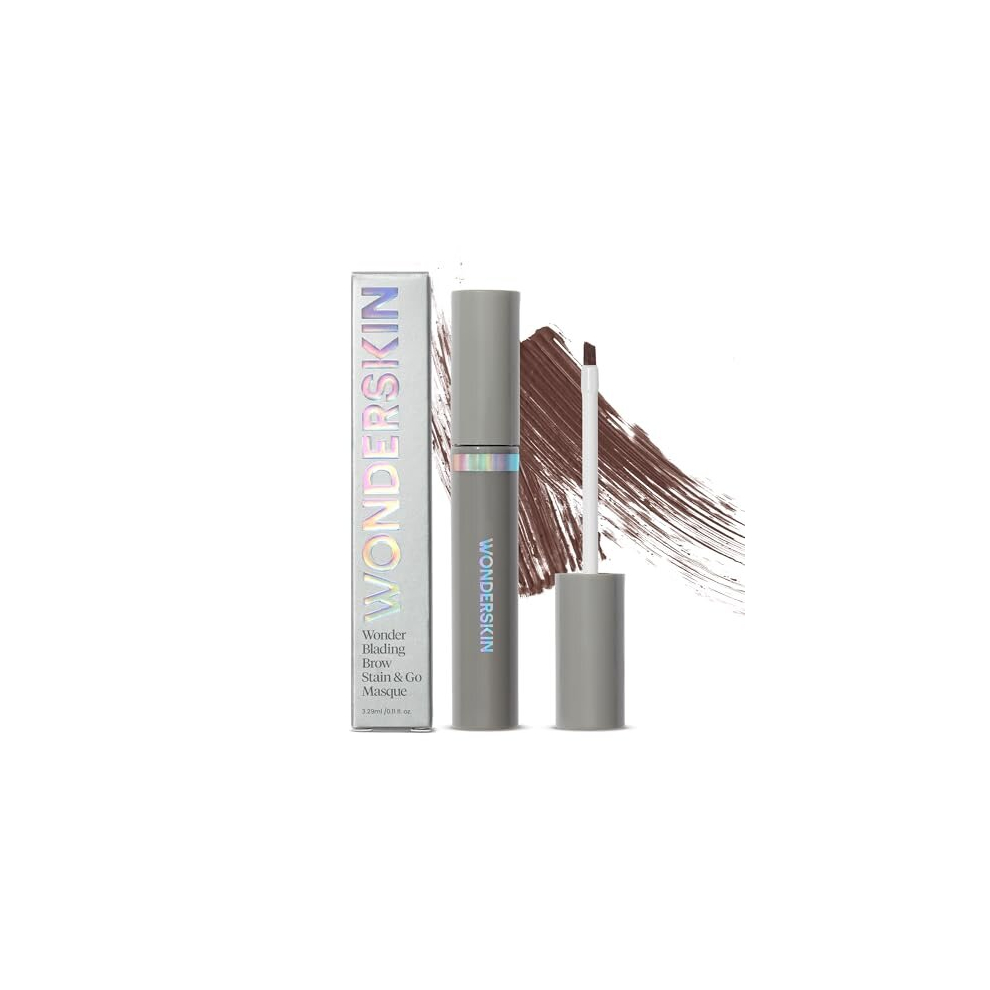 Wonderskin Wonder Blading Brow Stain & Go Masque, Long Lasting Brow Stain, Transfer Proof Brow Tint, Smudge Proof Eyebrow Stain (Dark Brunette)