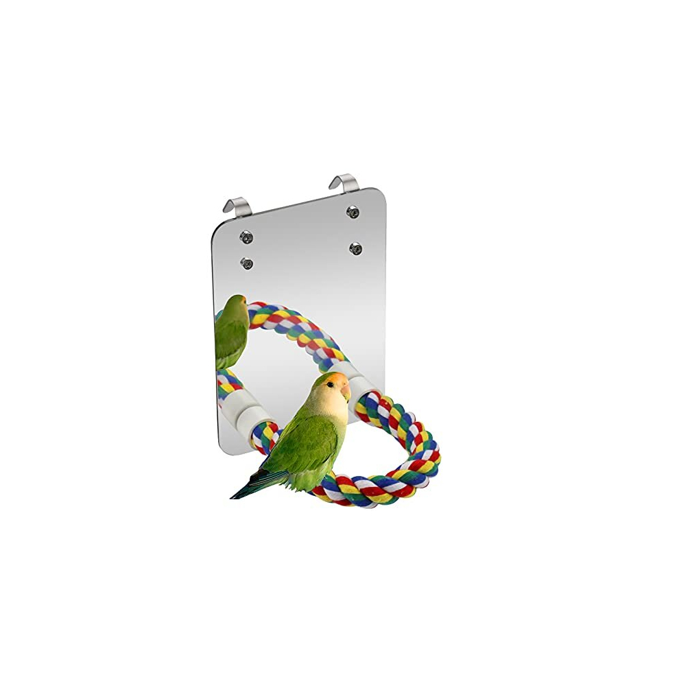 Bird Mirror Perches Rope for Cage Parrot/Budgies/Small Birds/Cockatiels/Parakeet Colorful Stand Toy