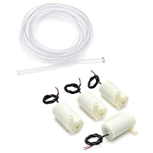 4Pcs Micro Submersible Mini Water Pump DC 3V 5V with 3 metres Clear Vinyl Tubing Set, Low Noise Brushless Motor Pump, New Water Pumps for Fish Tank