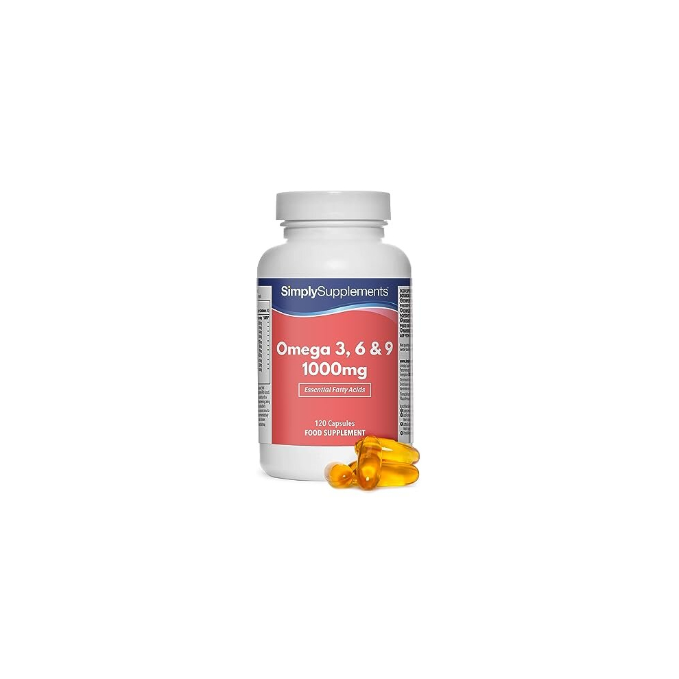 Simply Supplements Omega 3-6-9 1000Mg Fish Oil Capsules With Flaxseed & Sunflower Oils, Epa/Dha/Ala 120 Capsules