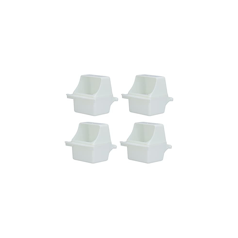 Rannyy Bird Waterer Food Feeder,4 Sets Birds Dispenser Feeder Pp Plastic Hanging Waterer Food Feeders Bowl Cups White