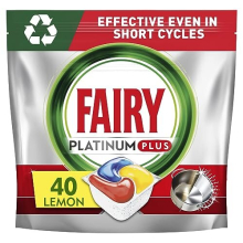 Platinum Plus Complete Dishwasher Tablets, 40 Tablets, Lemon, With Anti-Dull Technology & Rinse Aid Action, Effective In Short Cycles