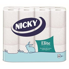 Elite Scented Toilet Tissue | 24 Rolls of White Toilet Paper| 3-ply | Talc Scent | Softness to The Skin | Enriched with Lotion |100% FSC Certified
