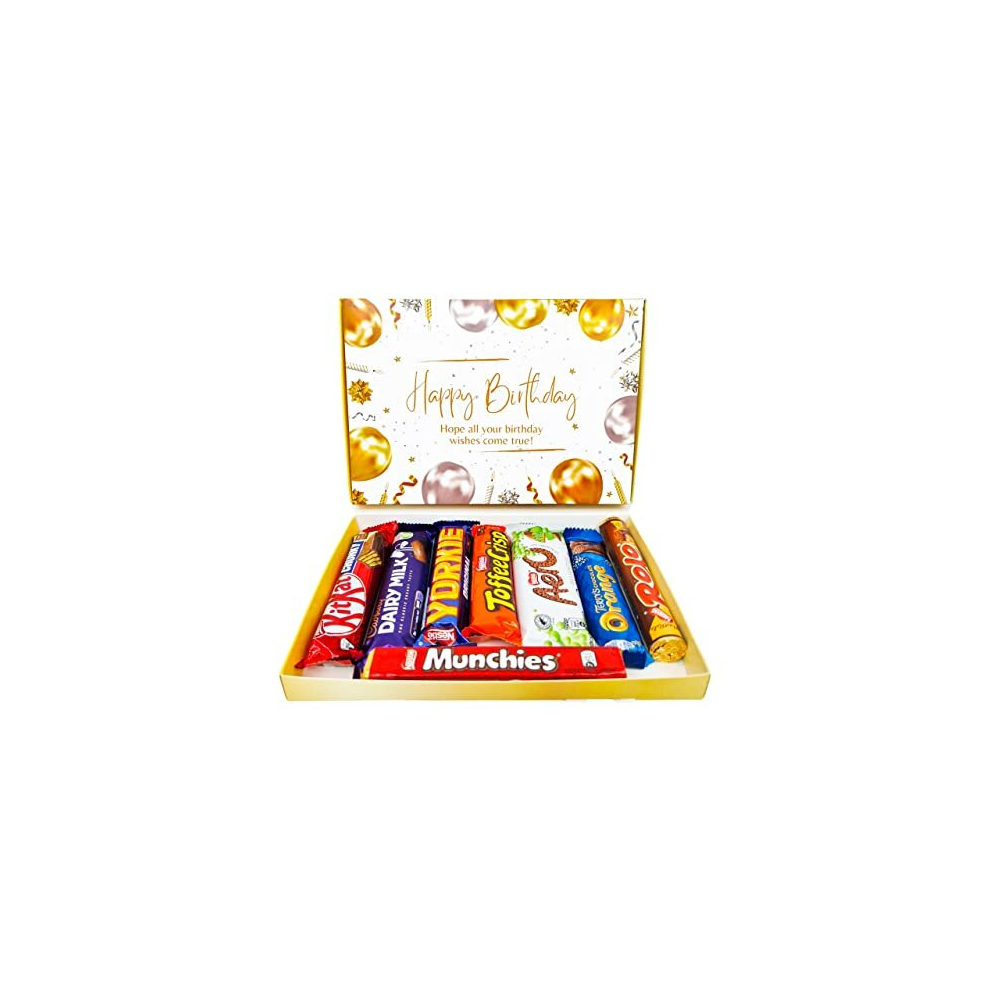 Happy Birthday Chocolate | Full Sized Bars | Birthday Chocolate Box | Perfect Letterbox Gift Hamper | A mixture of Cadbury chocolate | Nestle Kitkat |