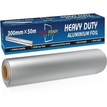 Premium Heavy Duty Aluminum Foil | 50m x 30cm wide Roll, 20 Microns Thick | Commercial Grade & Extra Thick, Strong Enough for Food Service Industry